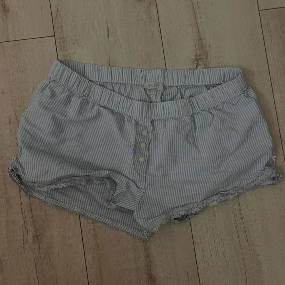 Brandy Melville Light Blue Pinstripe Lace-Trim